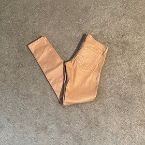 Flying Monkey Peach Metallic Coated Jeans Jeggings Made in USA Sz 26 (29x30)